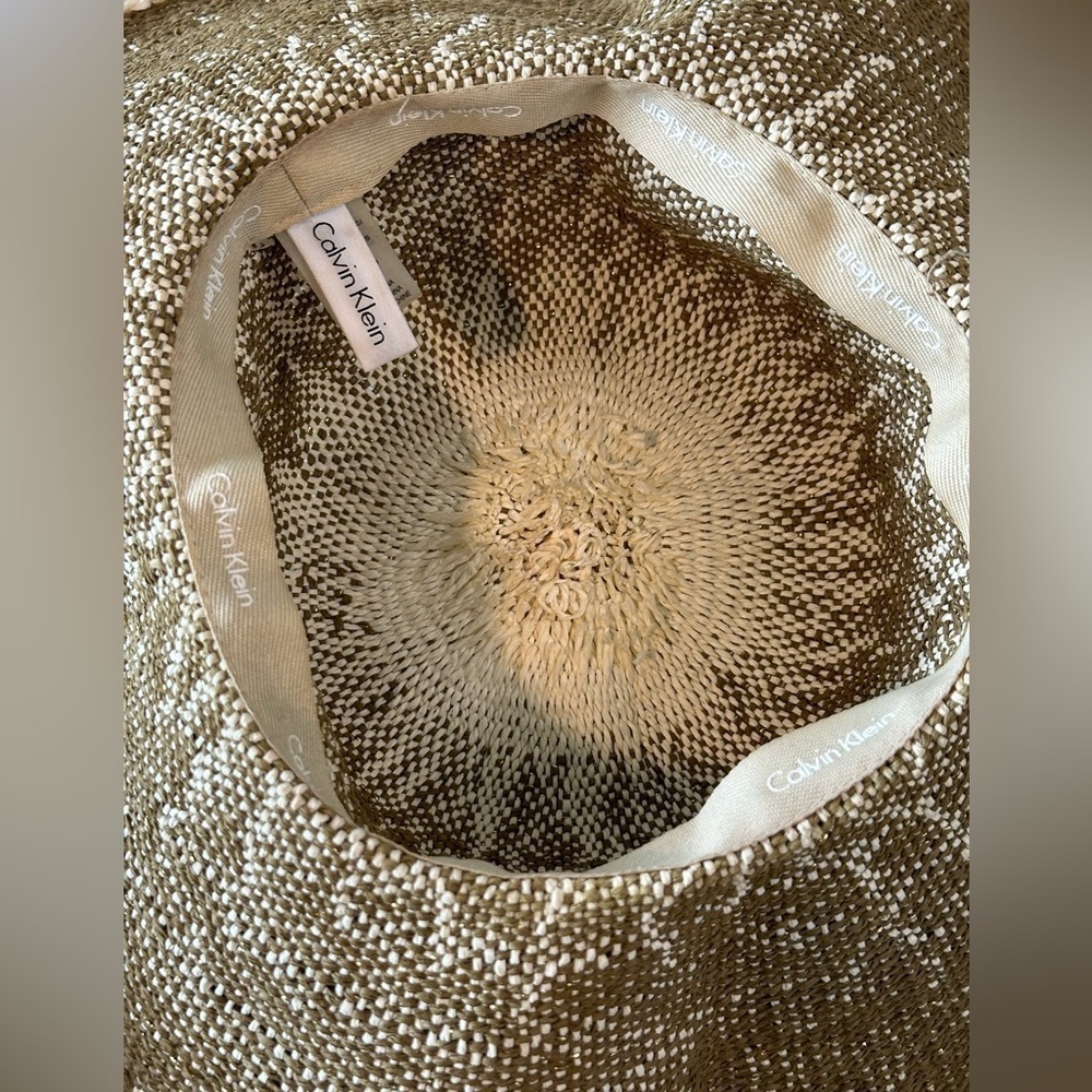 Calvin Klein Straw Sun Hat with Gold Highlights - EUC - Picture 3 of 9